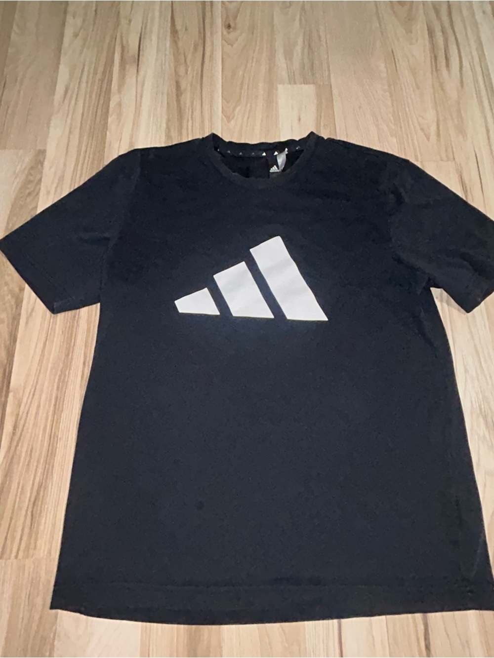 adidas Black Tee with White Trefoil-Inspired Logo